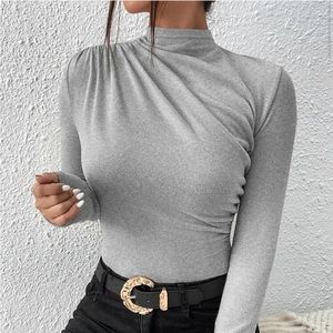 Frenchy mock neck ruched bodysuit size L‎